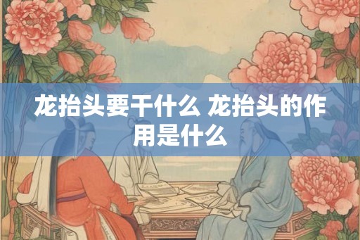 龙抬头要干什么 龙抬头的作用是什么 龙抬头要干什么 龙抬头的作用是什么