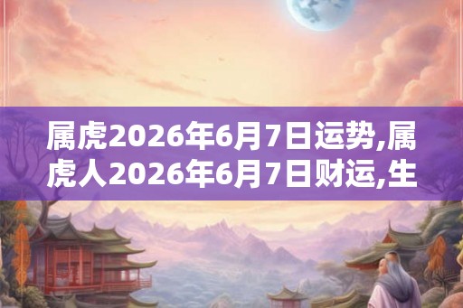 属虎2026年6月7日运势,属虎人2026年6月7日财运,生肖虎2026年6月7日运势