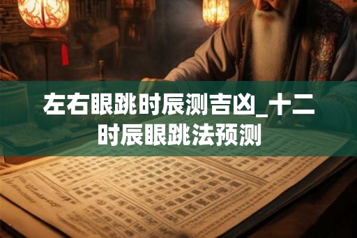 左右眼跳时辰测吉凶_十二时辰眼跳法预测
