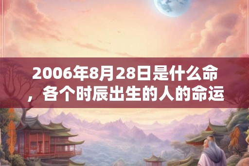 2006年8月28日是什么命，各个时辰出生的人的命运