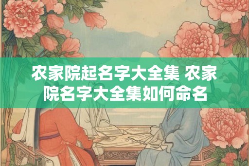 农家院起名字大全集 农家院名字大全集如何命名