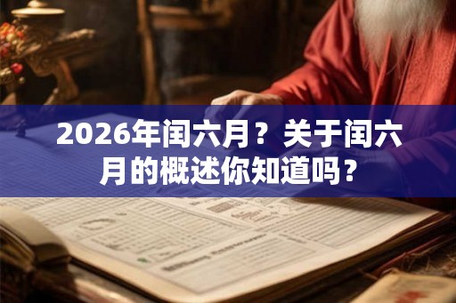 2026年闰六月？关于闰六月的概述你知道吗？