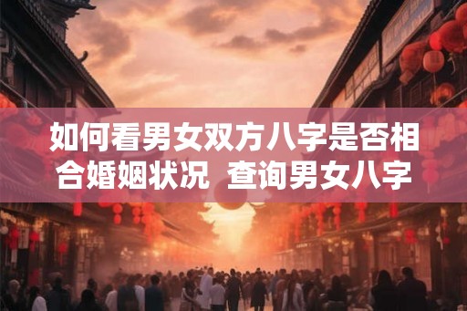如何看男女双方八字是否相合婚姻状况  查询男女八字合不合