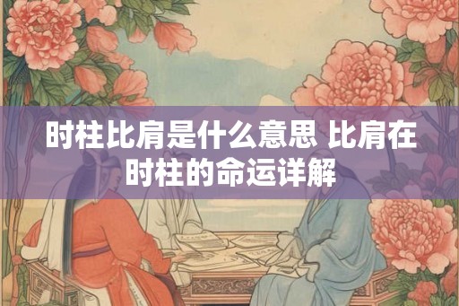 时柱比肩是什么意思 比肩在时柱的命运详解