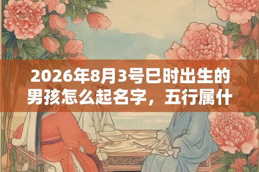 2026年8月3号巳时出生的男孩怎么起名字，五行属什么