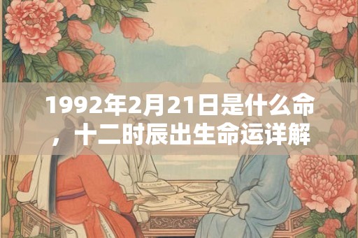 1992年2月21日是什么命，十二时辰出生命运详解