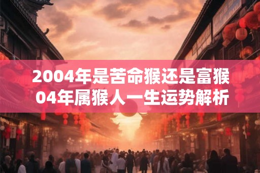 2004年是苦命猴还是富猴 04年属猴人一生运势解析