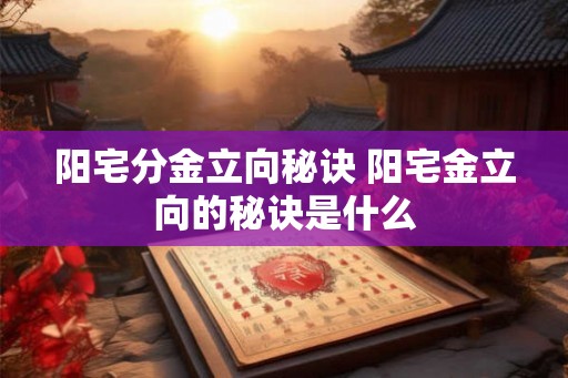 阳宅分金立向秘诀 阳宅金立向的秘诀是什么