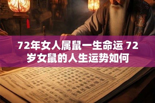 72年女人属鼠一生命运 72岁女鼠的人生运势如何