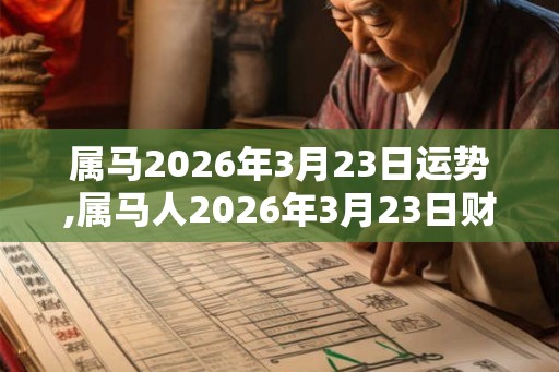 属马2026年3月23日运势,属马人2026年3月23日财运,生肖马2026年3月23日运势