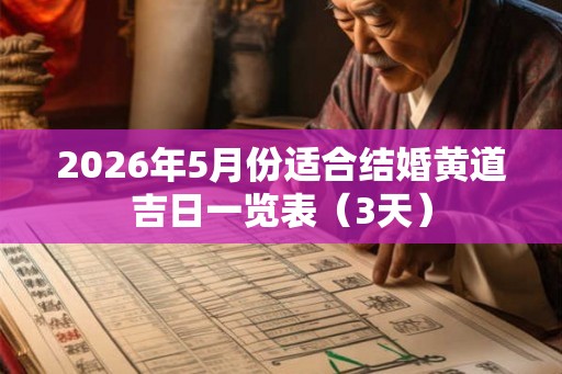 2026年5月份适合结婚黄道吉日一览表(3天) 2026年5月份适合结婚黄道吉日一览表(3天)