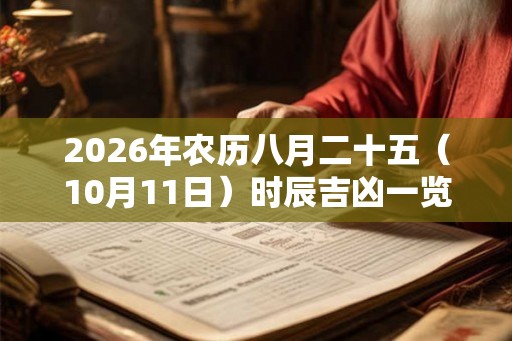 2026年农历八月二十五（10月11日）时辰吉凶一览