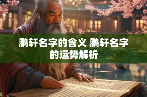鹏轩名字的含义 鹏轩名字的运势解析