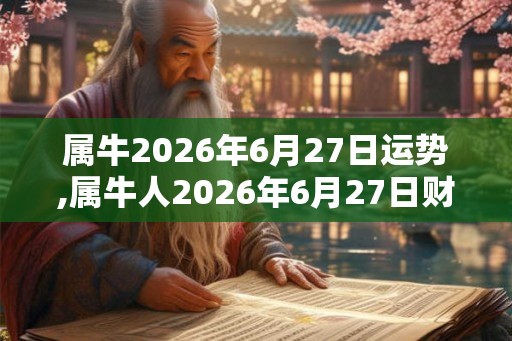 属牛2026年6月27日运势,属牛人2026年6月27日财运,生肖牛2026年6月27日运势