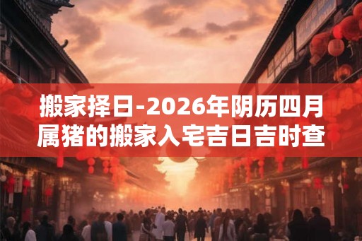 搬家择日-2026年阴历四月属猪的搬家入宅吉日吉时查询