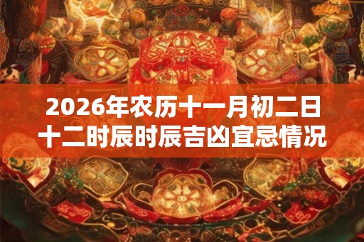 2026年农历十一月初二日十二时辰时辰吉凶宜忌情况一览表 2026年农历十一月初二日十二时辰时辰吉凶宜忌情况一览表