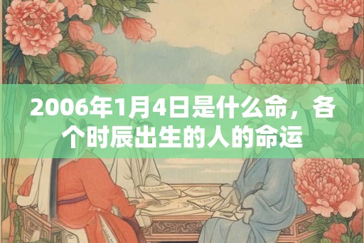 2006年1月4日是什么命，各个时辰出生的人的命运