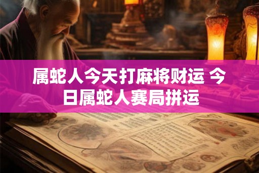 属蛇人今天打麻将财运 今日属蛇人赛局拼运