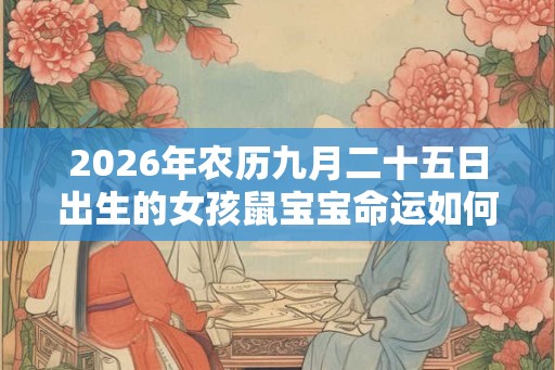 2026年农历九月二十五日出生的女孩鼠宝宝命运如何？