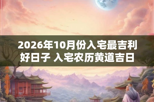 2026年10月份入宅最吉利好日子 入宅农历黄道吉日