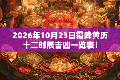 2026年10月23日霜降黄历十二时辰吉凶一览表！