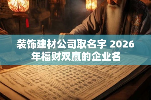 装饰建材公司取名字 2026年福财双赢的企业名 装饰建材公司取名字 2026年福财双赢的企业名