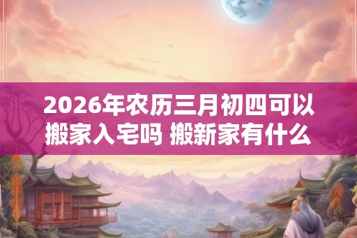 2026年农历三月初四可以搬家入宅吗 搬新家有什么讲究