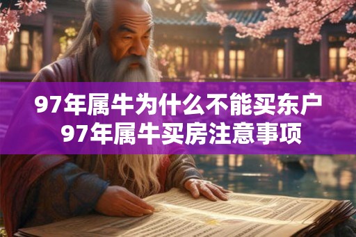 97年属牛为什么不能买东户 97年属牛买房注意事项