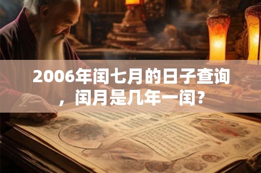 2006年闰七月的日子查询，闰月是几年一闰？