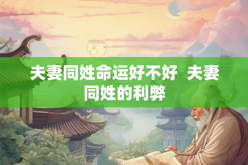 夫妻同姓命运好不好 夫妻同姓的利弊 夫妻同姓命运好不好 夫妻同姓的利弊