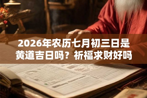 2026年农历七月初三日是黄道吉日吗？祈福求财好吗？