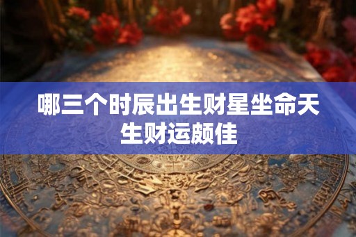 哪三个时辰出生财星坐命天生财运颇佳
