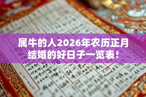 属牛的人2026年农历正月结婚的好日子一览表！