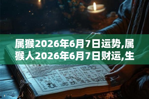 属猴2026年6月7日运势,属猴人2026年6月7日财运,生肖猴2026年6月7日运势