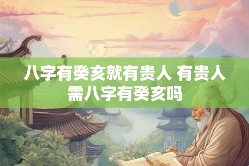 八字有癸亥就有贵人 有贵人需八字有癸亥吗