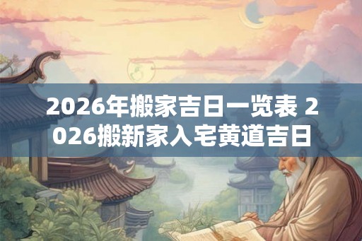 2026年搬家吉日一览表 2026搬新家入宅黄道吉日 2026年搬家吉日一览表 2026搬新家入宅黄道吉日