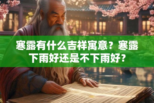 寒露有什么吉祥寓意？寒露下雨好还是不下雨好？