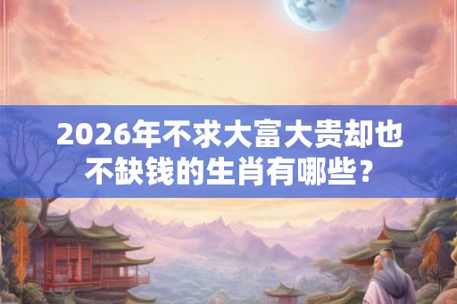 2026年不求大富大贵却也不缺钱的生肖有哪些？