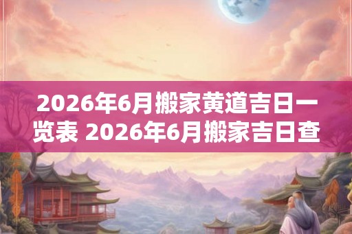2026年6月搬家黄道吉日一览表 2026年6月搬家吉日查询