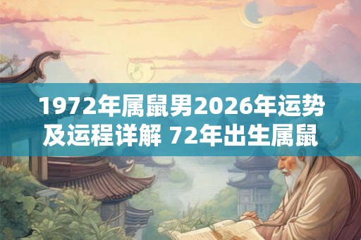 1972年属鼠男2026年运势及运程详解 72年出生属鼠人2026全年每月运势男性