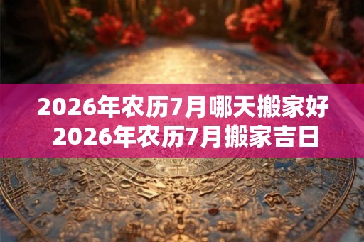 2026年农历7月哪天搬家好 2026年农历7月搬家吉日一览表