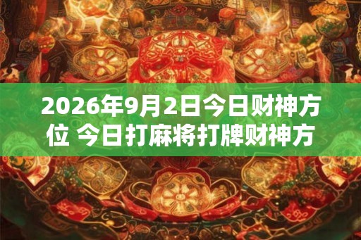 2026年9月2日今日财神方位 今日打麻将打牌财神方位
