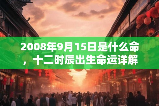 2008年9月15日是什么命，十二时辰出生命运详解