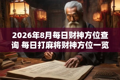 2026年8月每日财神方位查询 每日打麻将财神方位一览表 2026年8月每日财神方位查询 每日打麻将财神方位一览表
