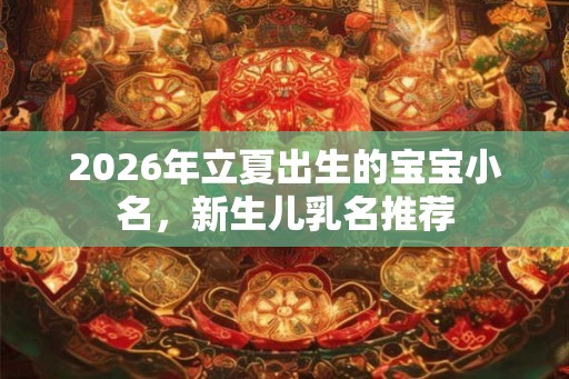 2026年立夏出生的宝宝小名，新生儿乳名推荐