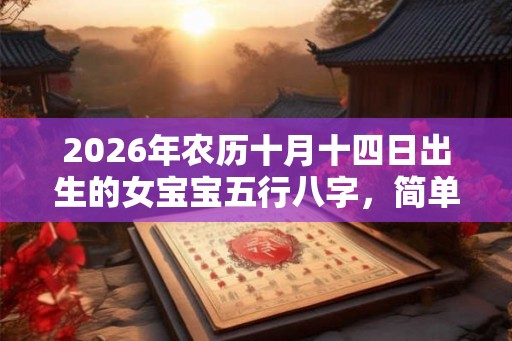 2026年农历十月十四日出生的女宝宝五行八字，简单大气的名字