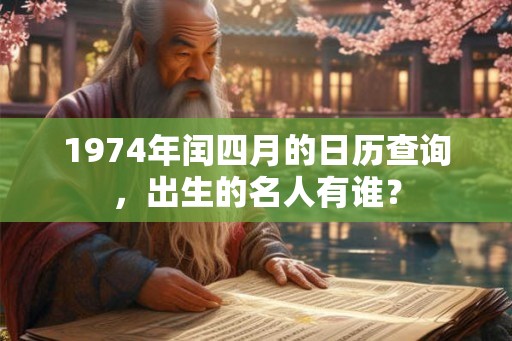 1974年闰四月的日历查询，出生的名人有谁？