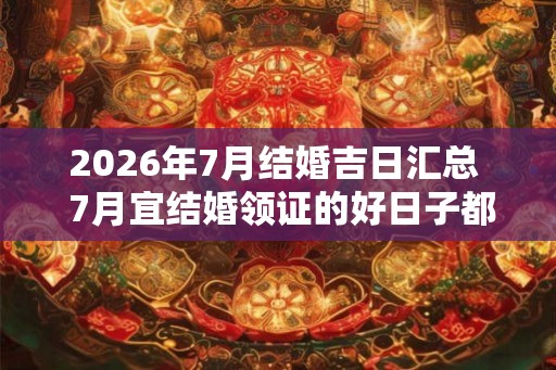 2026年7月结婚吉日汇总  7月宜结婚领证的好日子都有哪些
