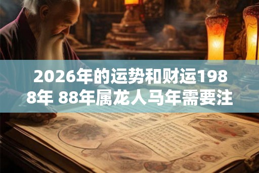 2026年的运势和财运1988年 88年属龙人马年需要注意什么 2026年的运势和财运1988年 88年属龙人马年需要注意什么