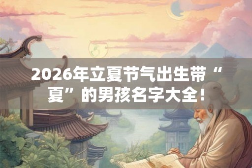2026年立夏节气出生带“夏”的男孩名字大全！